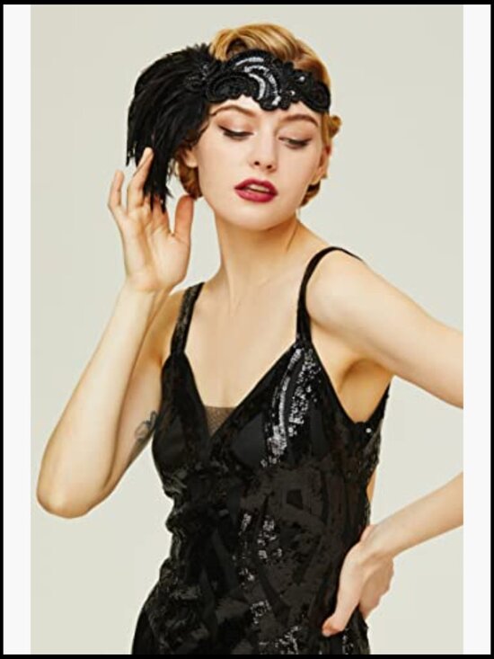 Vintage Flapper Headband Feather Headpiece Gatsby Costume Accessory with